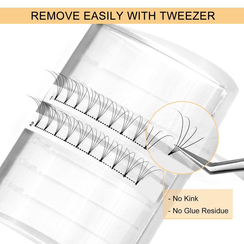 QUEWEL Premade Lash Fans, 4D Premade Fans Eyelash Extensions 0.07mm Thickness D Curl 10mm Volume Lash Extensions Short Stem Pre Made Fans Eyelash Extensions(4D 0.07D 10mm) - Image 3